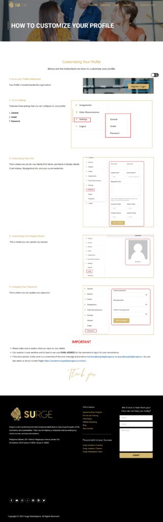SURGE_How to Customize Your Profile